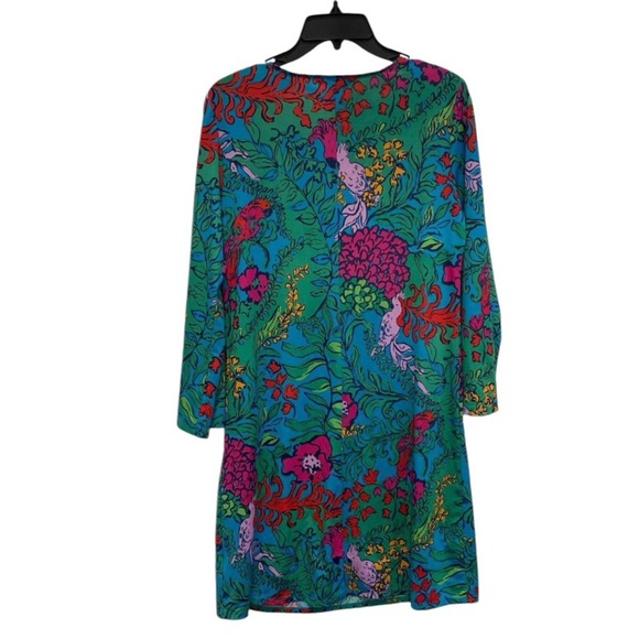 Lily Pulitzer Jade Dress Shake Your Tail Feathers V Neck - Picture 2 of 4